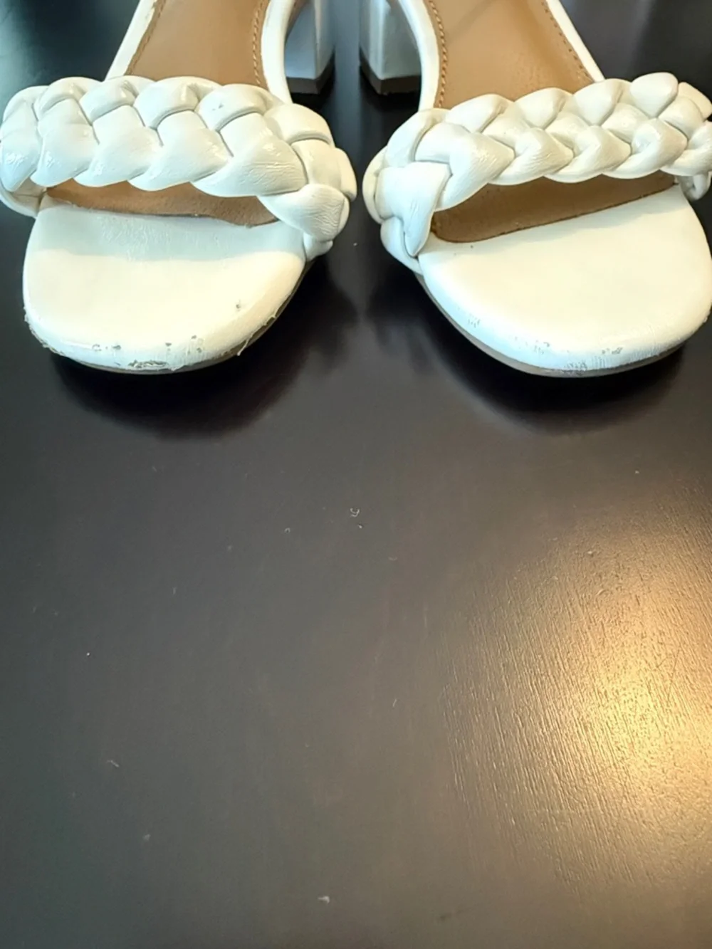 DV by Dolce Vita White Gretta Braided Ankle-Strap Heels
